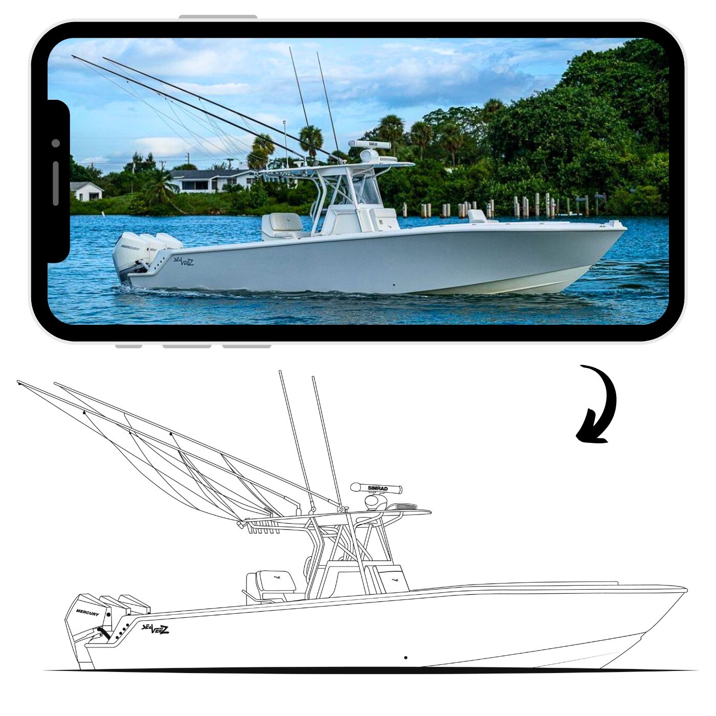 Boat Artwork + Custom Engraved Tumbler