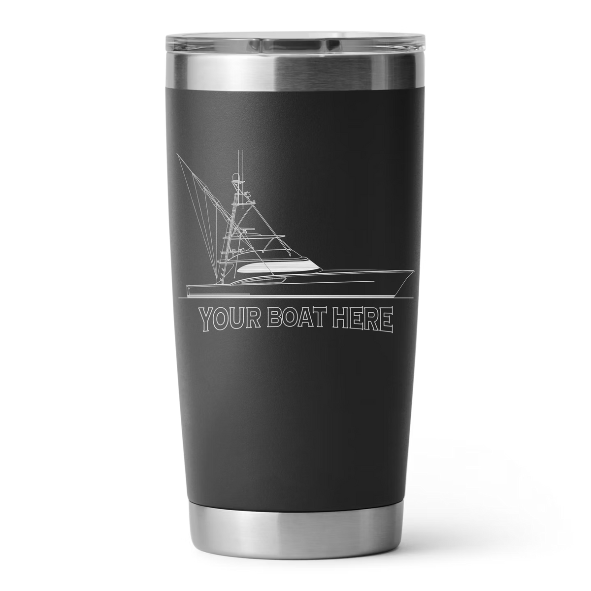 20oz black tumbler with your boat