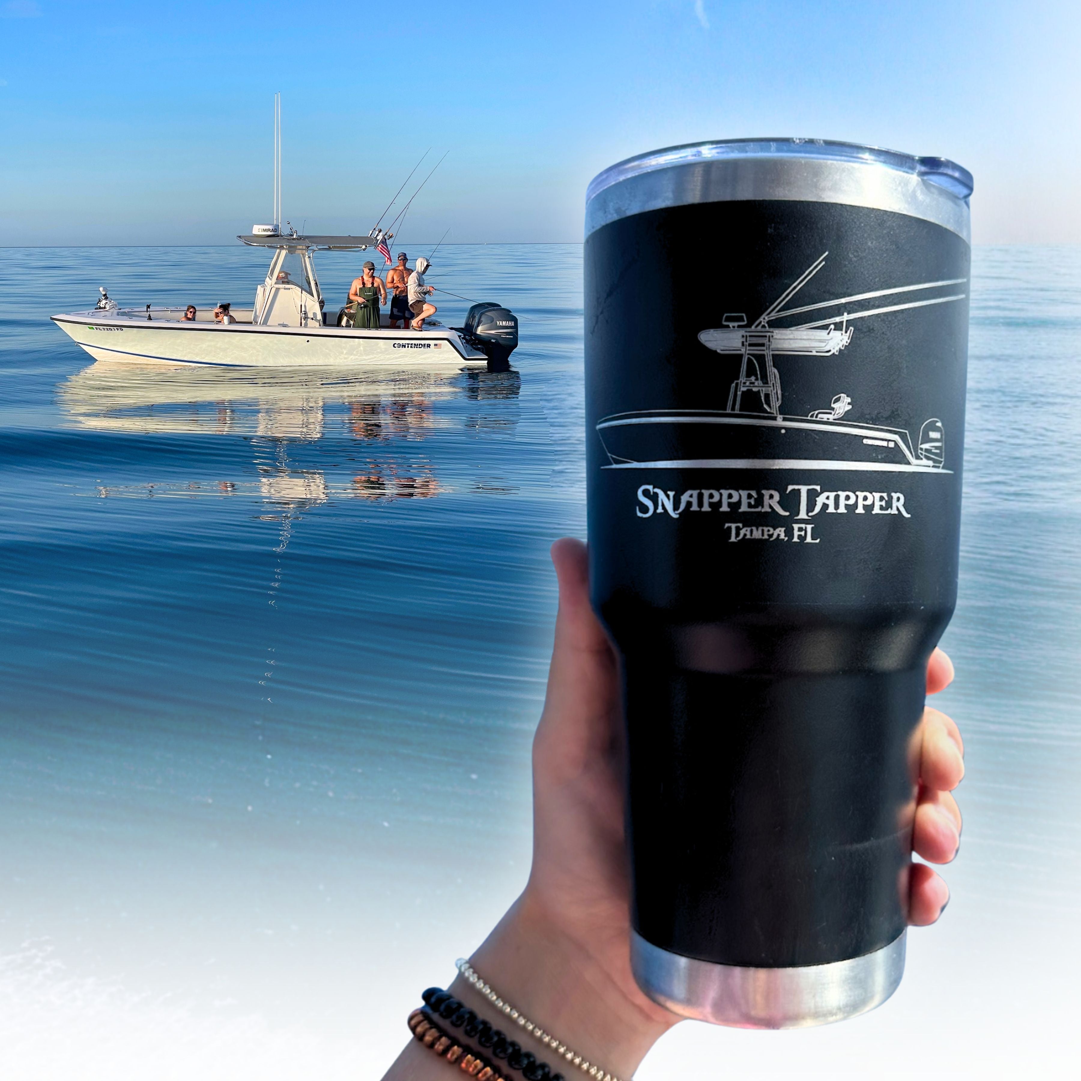 Boat Artwork + Custom Engraved Tumbler